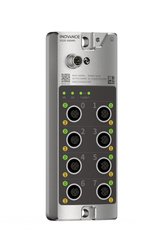 GS20-16EMPL is a transistor PNP module with 16 configurable digital inputs and outputs 