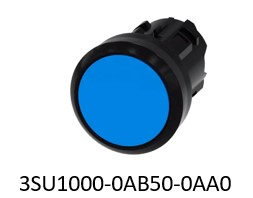 Pushbutton. 22 mm. round. plastic. blue. pushbutton. flat momentary contact type