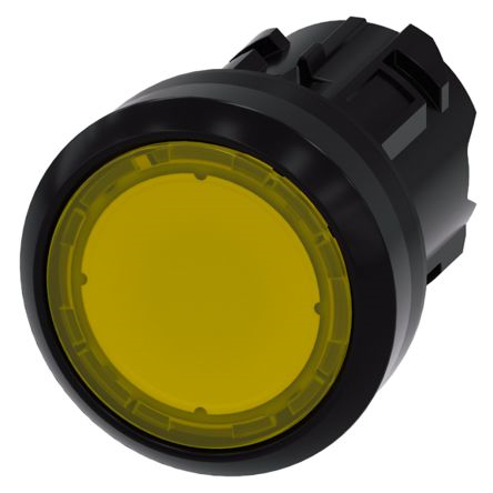 Illuminated pushbutton. 22 mm. round. plastic. yellow. pushbutton. flat momentary contact type
