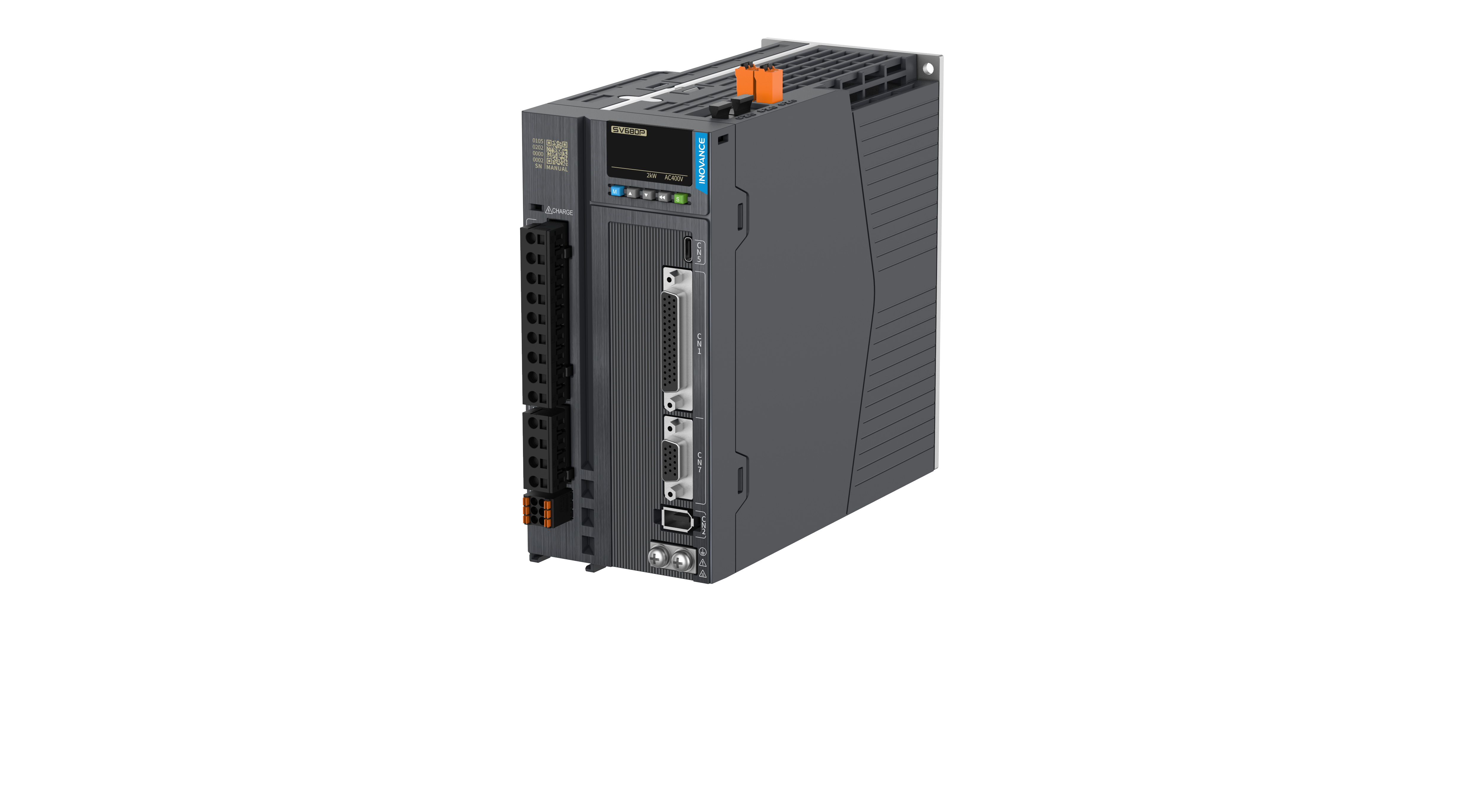 Inovance SV670 Servo amplifier. 7.5Kw. 3x 400-480V AC. In=25.7A. Imax=65A. Pulse. STO. IP20 (01053421)