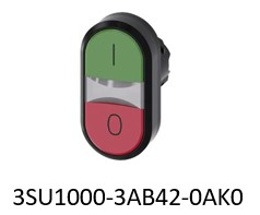 Twin pushbutton. 22 mm. round. plastic. green: I. red: O. pushbuttons. flat