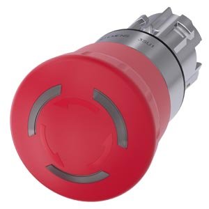 EMERGENCY STOP mushroom pushbutton, illuminable, 22 mm, round, metal, shiny, red, 40 mm, positive latching, acc. to EN ISO 13850, rotate-to-unlatch