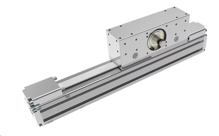 Linear unit Omega profile size 80x80, Stroke 800mm, Gearboxes/Carriage, with 3 runner block guides, with permanent lubrication, no maintenance lubrication request. Two LM guide railway size 20, Male shaft and key