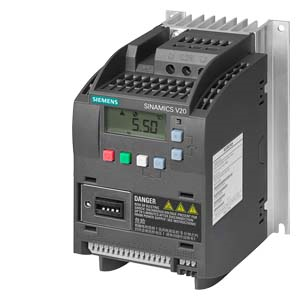 SINAMICS V20 380-480 V 3AC -15%/+10%  47-6 Rated power 1.1 kW with 150% OL for 60 sec. Integrated filter C3 I/O interface: 4 DI. 2 DQ. 2 AI. 1 AO Fieldbus: USS/Modbus RTU with built-in BOP  IP20/UL open Size: Size A 90x166x146 (WxHxD)