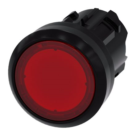Illuminated pushbutton. 22 mm. round. plastic. red. pushbutton. flat momentary contact type