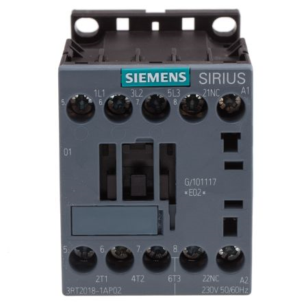 power contactor. AC-3e/AC-3. 16 A. 7.5 kW / 400 V. 3-pole. 230 V AC. 50/60 Hz. auxiliary contacts: 1 NC. screw terminal