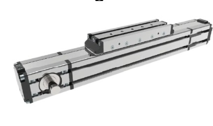 Tooth belt linear actuator aluminum profile size 55x55 Total stroke 1500 mm, 2 ext. LM Guide size 15 4 blocks/carriage, with permanent lubrication Tooth belt AT5/16, HFE high flexible steel CABLE, with green textile (PAZ) Male shaft Ø16 right side