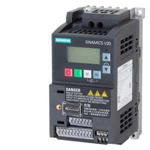 SINAMICS V20 200-240 V 1-ph-AC -10/+10 Rated power 0.12 kW with 150% OL for 60 sec. Integrated filter C1 I/O interface: 4 DI. 2 DQ. 2 AI. 1 AO Fieldbus: USS/Modbus RTU with built-in BOP  IP20/UL open Size: Size AA 68x142x108 (WxHxD)