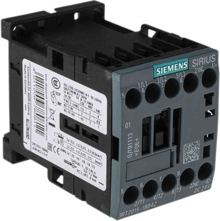 Contactor. AC-3. 3kW/400V. 1NC. 24V DC.