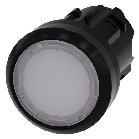 Illuminated pushbutton. 22 mm. round. plastic. white. pushbutton. flat momentary contact type