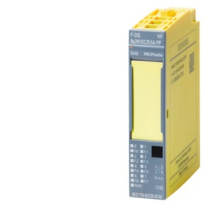 SIMATIC DP. Electronics module ET 200SP. F-DQ 8XDC 24V0.5A PP. 15 mm width. up to PL E (ISO 13849) up to SIL 3 (IEC 61508)