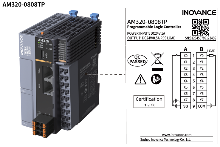 AM300 PLC with Codesys.Dark Grey, EtherNET/IP master 4 pulse output.,Digital I/O 8in/8out PNP, Modbus TCP, RS485. USB-C PC connectivity. Addition expansion with GE20 and GL20 modules. (01441171)