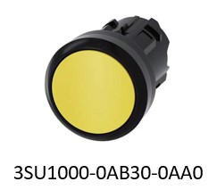 Pushbutton. 22 mm. round. plastic. yellow. pushbutton. flat momentary contact type